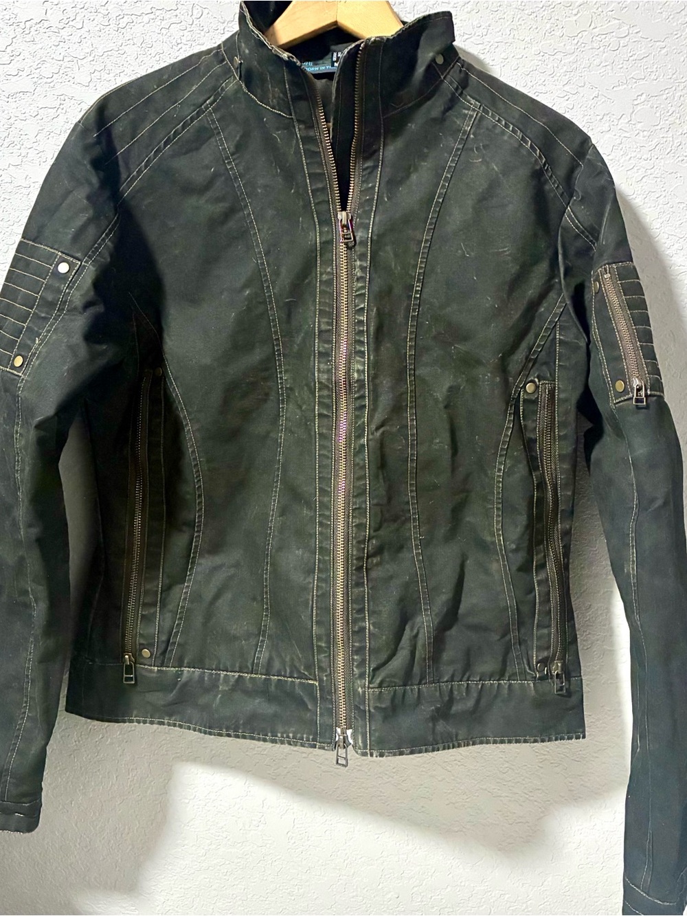 Women’s Charcoal Black Canvas Moto Jacket